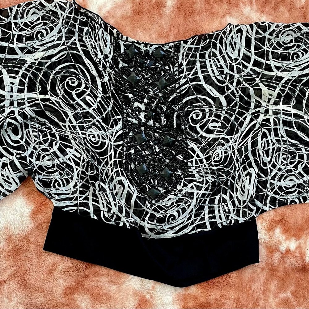 Petite Black & White bebe Blouse